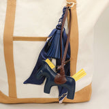 Vegan Leather Horse Tassel Scarf Keychain Bag Charm