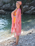 Bali Lightweight Boho Wrap Kimono Cover Up Tassels Pink