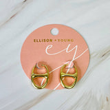 Button Western Equestrian Horse Bit Hoop Earrings