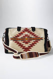 Handwoven Navajo Pattern Duffel Bag with Suede Straps — Acapulco