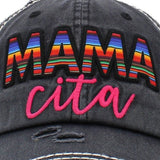 Distressed Embroidered Serape Mamacita Baseball Cap Hat