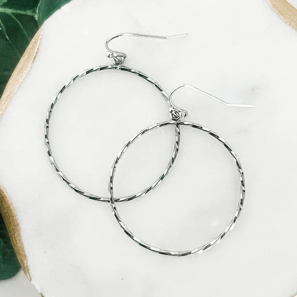 Twisted Metal Circle Dangle Earrings