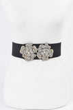 Auroa Borealis Stone Flower Elastic Belt – Black