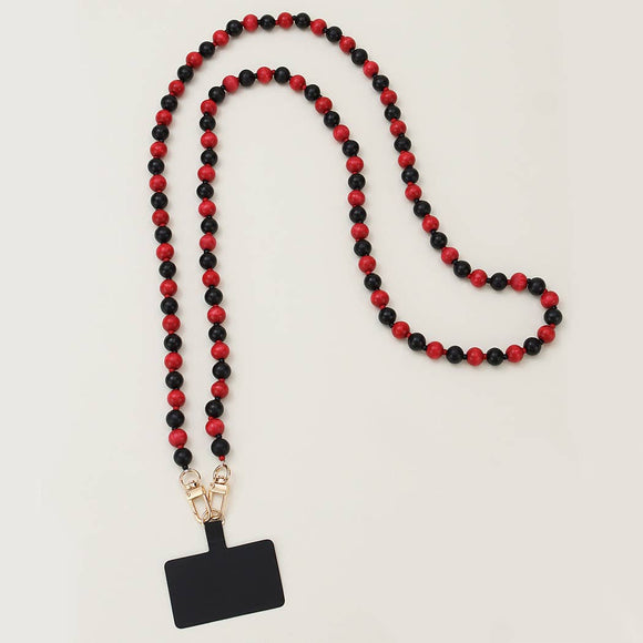 Game Day Two Tone Knotted Beaded Phone Strap Black Red