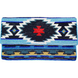 Iris Blue Geometric Crystal Beaded Clutch