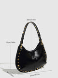 Retro Studded Chain Strap Shoulder Bag Black