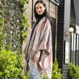 Ruana Wrap Shawl Tassel Edges Pink Marble