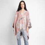 Ruana Wrap Shawl Tassel Edges Pink Marble