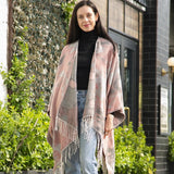 Ruana Wrap Shawl Tassel Edges Pink Marble