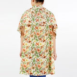 Lightweight Floral Print Kimono Vest Beige