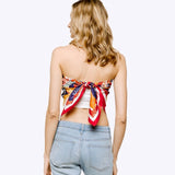 Abstract Floral Print Scarf Red Blue White