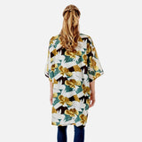 Lightweight Asian Floral Print Kimono Green