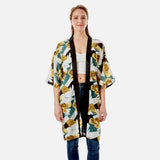 Lightweight Asian Floral Print Kimono Green
