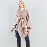 Ruana Wrap With Frayed Edges Pull Through Wrap Shawl Khaki