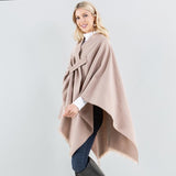 Ruana Wrap With Frayed Edges Pull Through Wrap Shawl Khaki