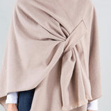 Ruana Wrap With Frayed Edges Pull Through Wrap Shawl Khaki