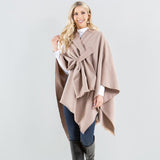 Ruana Wrap With Frayed Edges Pull Through Wrap Shawl Khaki