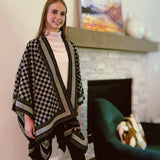 Checker Chic Ruana Wrap Shawl Black