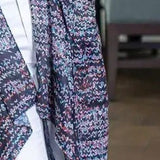 Printed Tasseled Ruana Wrap Kimono Multicolor Chevron