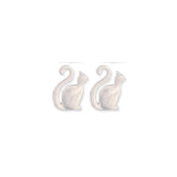 Chat Noir Fine Art Cat Stud Earrings | Silver Tone | Art Card Gift