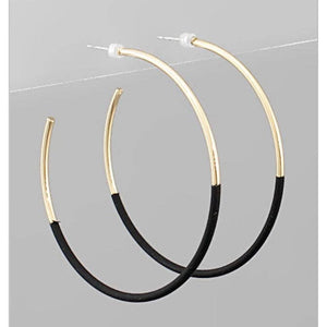 Black Gold Skinny Hoop Earrings