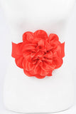 Satin Big Flower Elastic Belt – Red