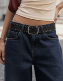Stud-Lined Genuine Leather Belt | Grunge & Punk Edge