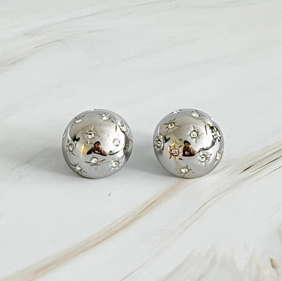 Starlight Sphere Stud Earrings – Silver