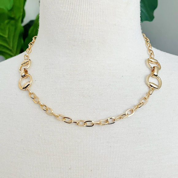 Double Equestrian Horse Bit Chain Necklace Gold