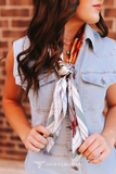 Light Blue & Ivory Vintage Horse Double-Sided Wild Rag — Western Scarf