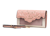 Brangio Italy Vegan Leather Rose Quilted Clutch with Shoulder Strap Gold