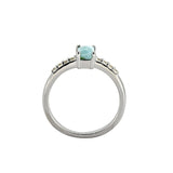 Larimar & White Topaz Halo Band Ring | 925 Sterling Silver