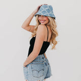 Diamond Print Bucket Hat – Blue