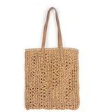 Handwoven Lightweight Woven Tote Paper Straw Khaki Tan