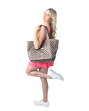 The Debra Diamond Quilted Nylon Tote Bag Coca Mocha
