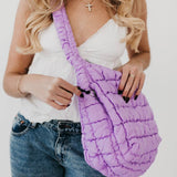 Carmen Quilted Hobo Tote Bag | Lilac