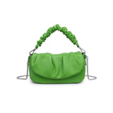 Meadow Ruched Top Handle Vegan Leather Chain Strap Crossbody Citron Green