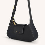 Graciela Petite Half-Moon Vegan Leather Shoulder Bag in Black