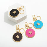 Faux Leather Rhinestone Star Keychain & Bag Charm | Black