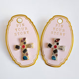 Artisan Color Muse Cross Brooch Pin Gold