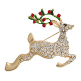 Crystal Christmas Reindeer Holiday Brooch Pin