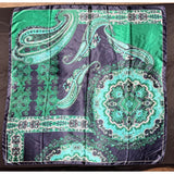 Green Navy Blue Paisley Printed Western Southwestern Wild Rag Scarf Accent