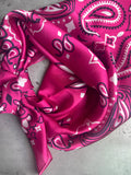 Magenta Bandana Paisley Western Wild Rag Scarf Silk Blend