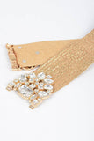 Rhinestone Straw Stretch Belt – Silver
