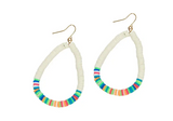 Earrings Multi-Color Katsuki Bead Teardrop Hoops Neon Bright White