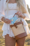 The Tulum Basket Woven Crossbody Bag Taupe