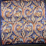 Navy Orange Paisley Printed Western Southwestern Wild Rag Scarf Accent