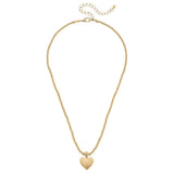 Macy Heart Pendant with Ball Bead Chain Necklace in Worn Gold