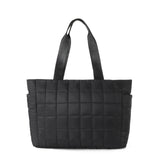 Emilia Tote Bag Quilted Puffer with Heart Bag Charm Black