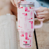 Light Pink Western Boots Printed Stainless Steel Tumbler 40 oz with Handle